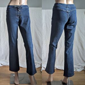 Vintage Y2K Tommy Hilfiger Jeans Lace Front Leather Pocketless Flare Jrs Size 7